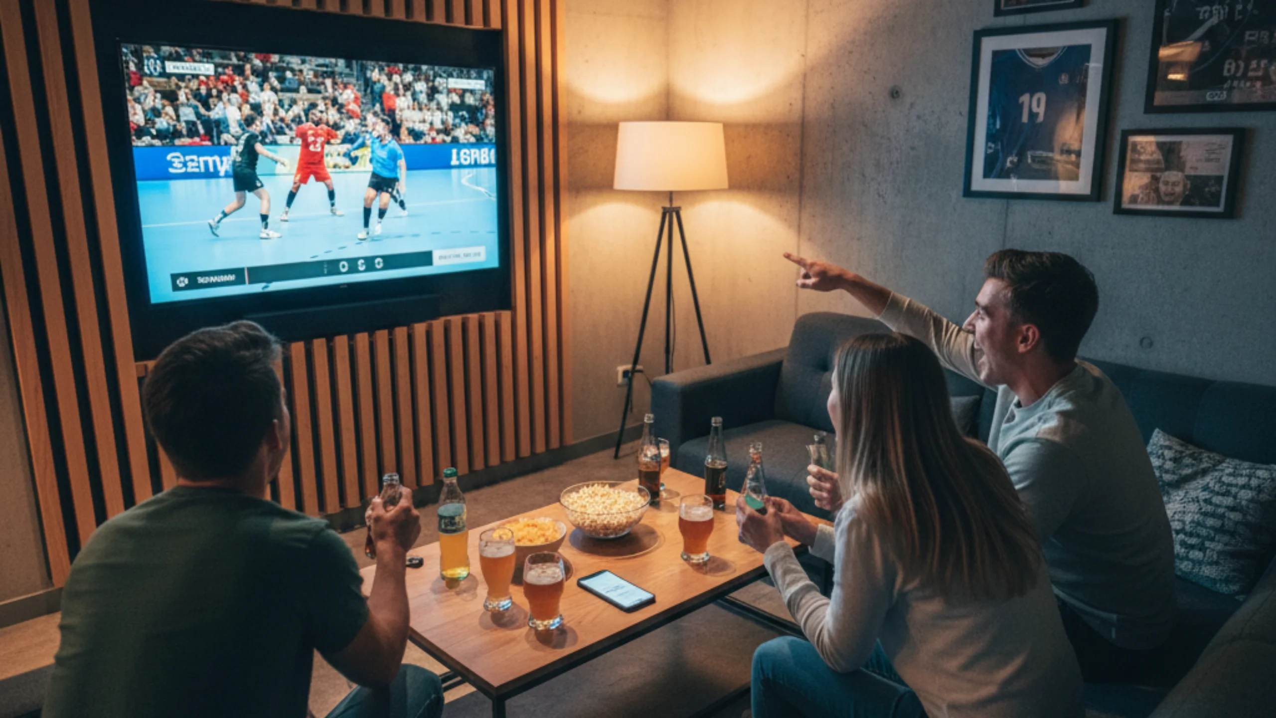 Handball-Fans verfolgen spannendes Live-Spiel gemeinsam