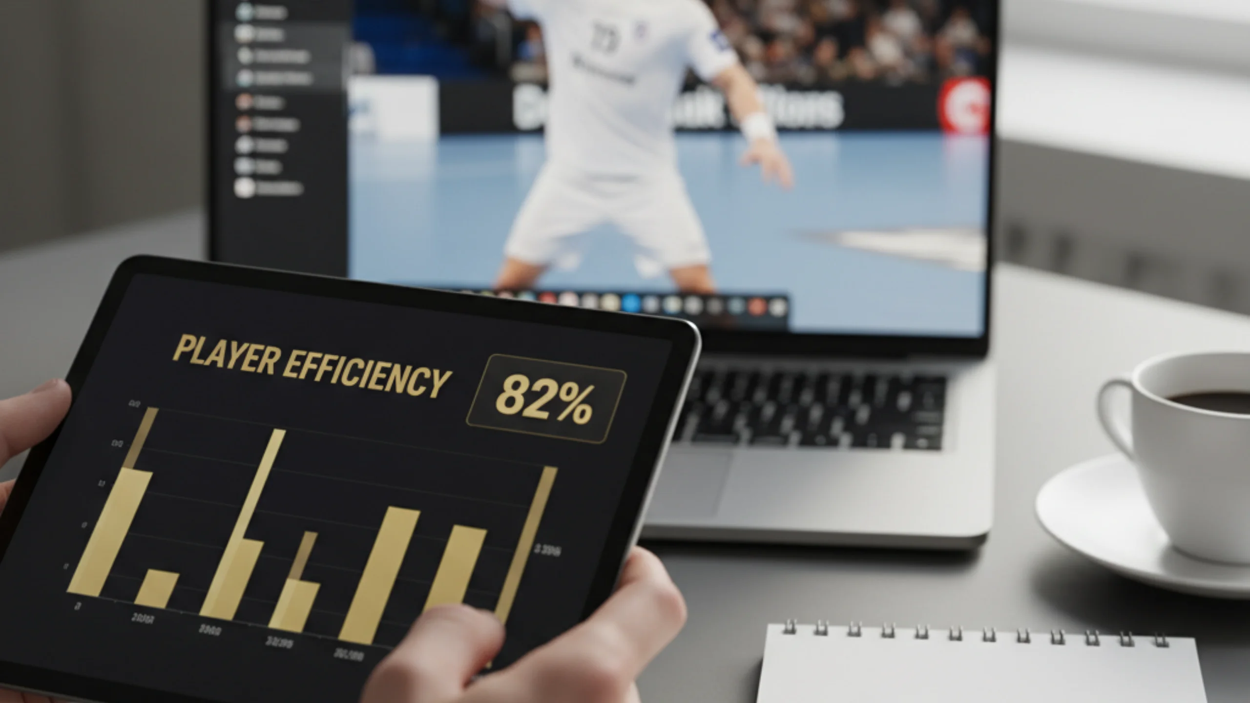 Professionelle Handball-Wettanalyse am Arbeitsplatz mit Statistiken